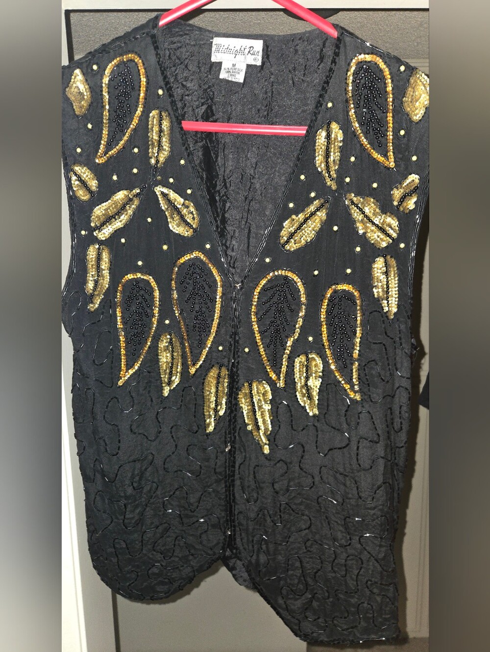 Vintage Midnight Run Black Sequin Embellished Vest